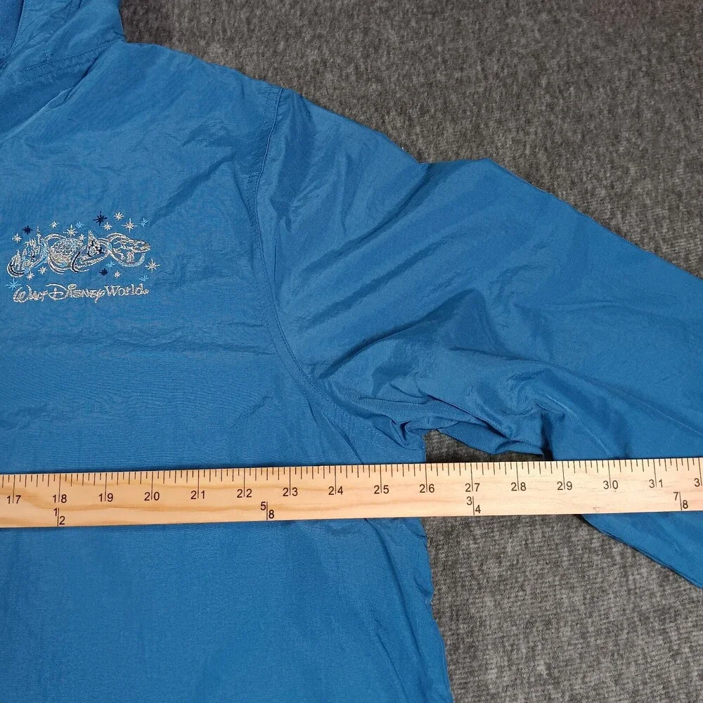 Disney Jacket Mens 1X Blue Embroidery Zip Up Waterproof Hooded Vintage
